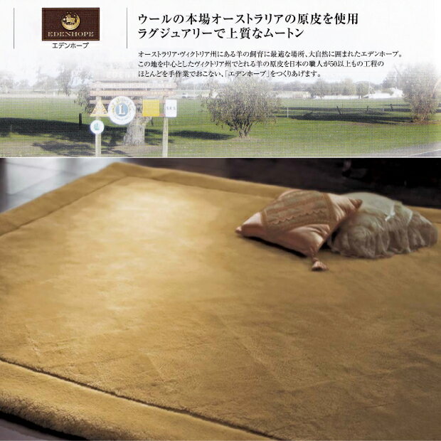 西川 エデンホープ ムートンカーペット 200×200cm オーストラリア原皮 EDENHOPE 日本製 角型 高級カーペット