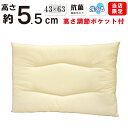 【高さ調整ポケット付き】低め 約5.5cm 洗える枕 低い枕 43×63cm ストレートネック 枕 日本製 綿100% 薄型 薄い 肩こりに 女性 テイジン フ...