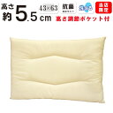 【高さ調整ポケット付き】低め 約5cm 洗える枕 低い枕 43×63cm ストレートネック 枕 日本製 綿100％ 薄型 薄い 肩こりに 女性 テイジン フィルケア わた ピロー まくら 軽量 子供 すごく 超低め 洗える 丸洗い 低めの 薄め ひくい 高さ ロー パット 平らな枕 平 平たい