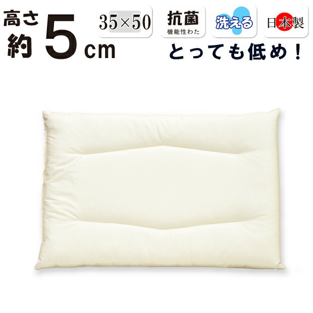 低い枕 低め 約5cm 洗える枕 35×50cm 小さめ 日本製 綿100％ 薄型 薄い 肩こりに 女性 テイジン フィルケアECO わた ピロー まくら ペラペラ 軽量 子供 すごく低い 超低め 洗える 丸洗い 低めの 薄め 低い 高さ ロー パット 5センチ ストレートネック