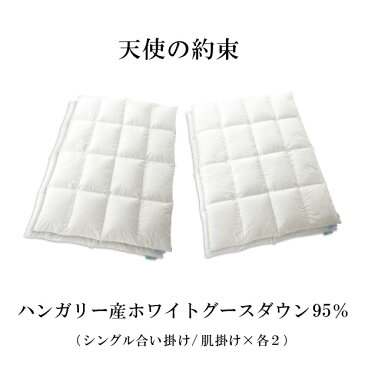 2500円抗菌防臭加工無料 ポイント10倍 羽毛布団 キング フランスベッド キングサイズ 天使の約束 シングル兼用 羽毛合掛け布団 羽毛肌掛け布団 2枚セット ハンガリー産 ホワイトグース 95％ 日本製 10年保証 アレルギー 加工 制菌 防臭 オールシーズン 2枚合わせ デュエット