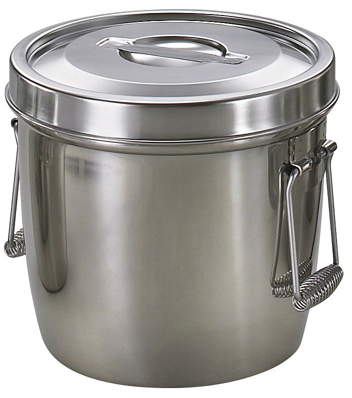 送料無料【　給食　厨房用　】　オールステンレス　ダブル汁食缶10L　【　ステンレス　バケツ　】
