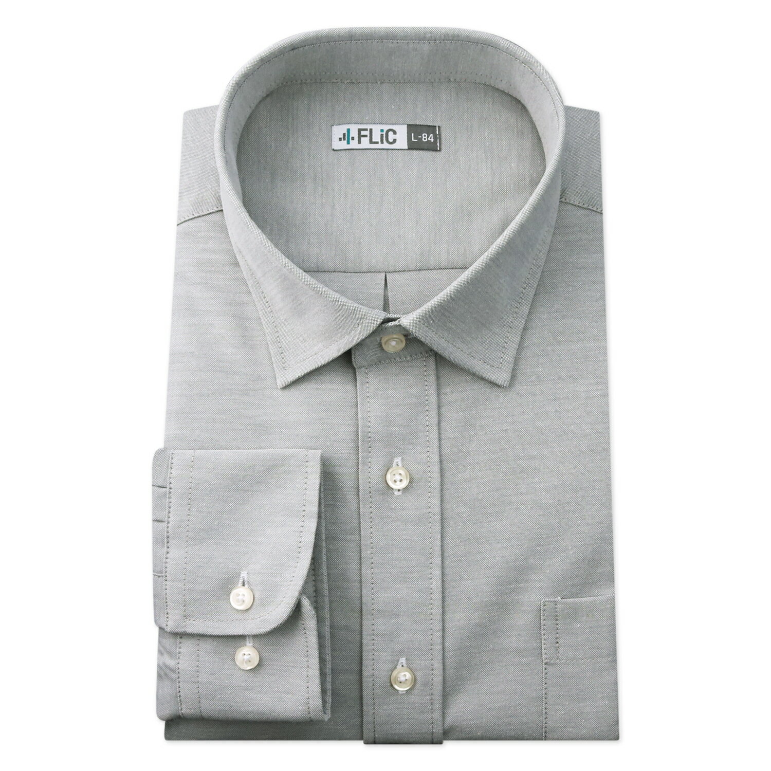 乐天商城 - オックスフォードシャツ ワイシャツ ノーアイロン ストレッチ メンズ 長袖 吸水速乾 ショートワイド 伸縮性 柔らかい テレワークシャツ リモートワーク 衣替え グレー / or1853