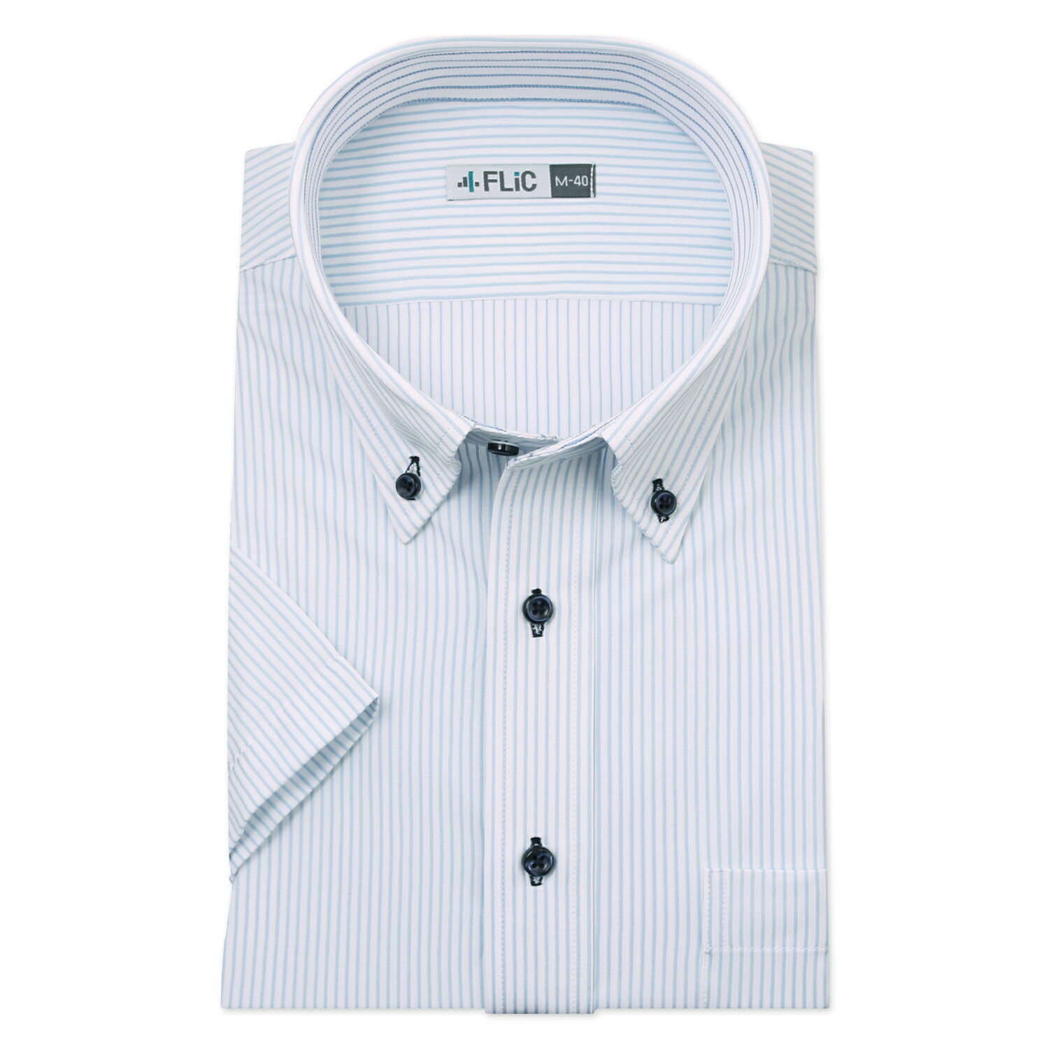 ワイシャツ ノーアイロン 半袖 メンズ ストレッチ ニットシャツ ニットワイシャツ 吸水速乾 ボタンダウン ニット素材 伸縮性 ストライプ サックス 水色 テレワーク リモートワーク クールビズ 時短ニットワイシャツ / szh1229