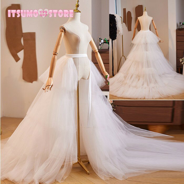 ウエディング パニエ ロング チュールスカート ボリュームアップ トレーン 花嫁ドレス インナー フリル ホワイト