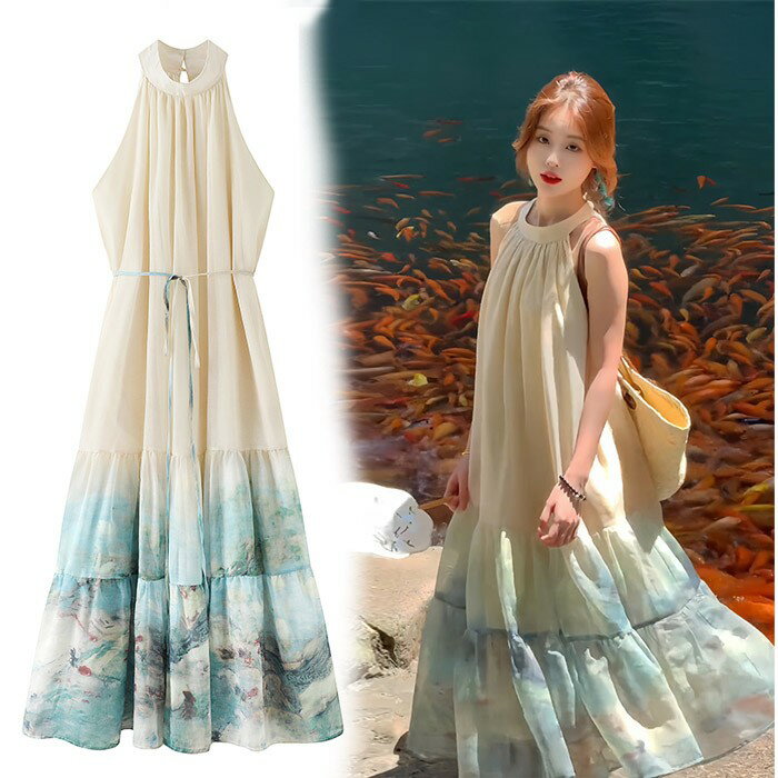 リゾートワンピース 沖縄 夏 レディース ロング サマードレス リゾー...(4)