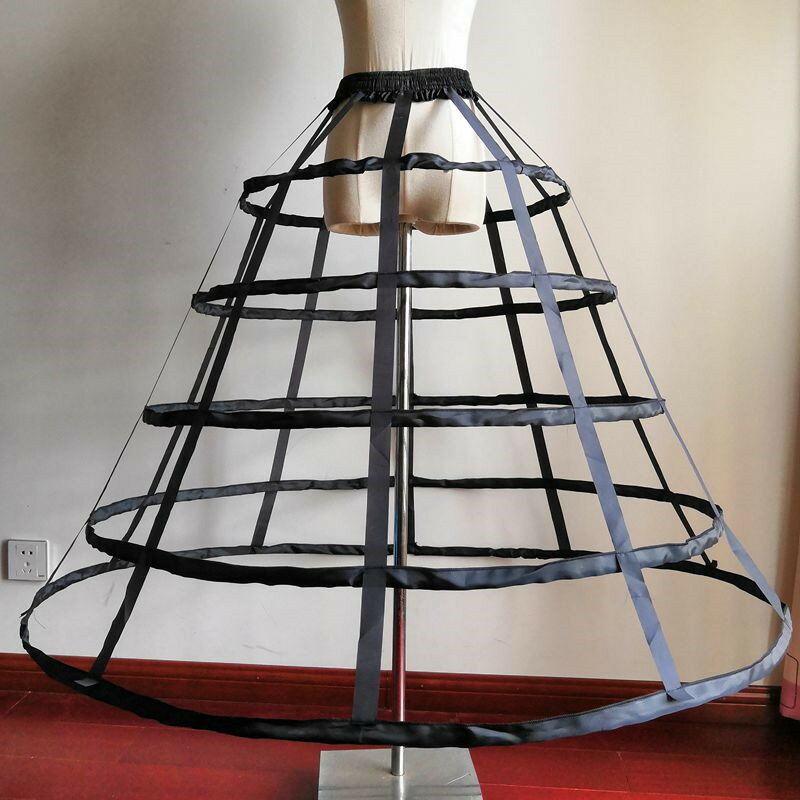 パニエ ロリータ Lolita 鳥かごパニエ 黒 白 cosplay 5段 パニエ レース 5本ワイヤーパニエ Aライン ふんわり 大人 ドレス コスチューム ...