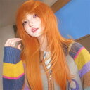 ウィッグ ロング ストレート オレンジ 前髪ぱっつん 前髪あり フルウィッグ ロングウィッグ 可愛い コスレ ロリータ ゴスロリ 原宿 レディース コスチューム 仮装 大人 おしゃれ イベント 学園祭 演劇 舞台 学芸会 文化祭 ハロウィン dp097c6c6m5(4)