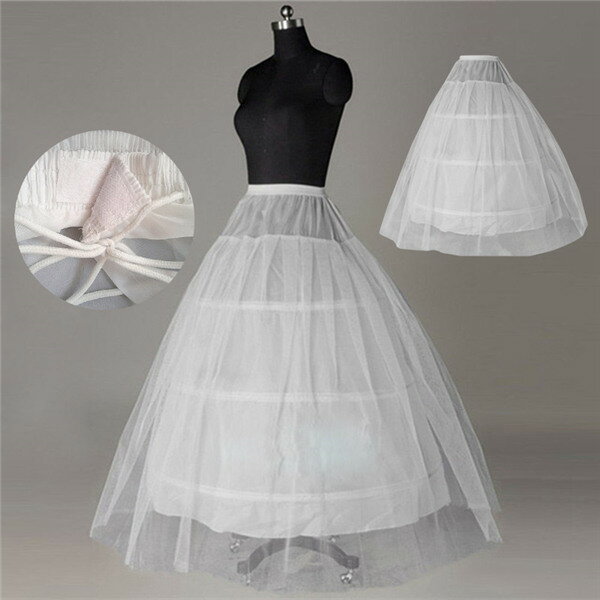 いつもと同じドレスが豪華にボリュームUPする白ロングパニエ 大人ドレス用 白 3本ワイヤー入り チュール インナー ペチコート ロング丈 ブライダル ステージ ...