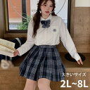 2L-8L スカート チェック柄 大きいサイズ スクールスカート プリーツスカート ミニ丈 43cm 48cm リボン付き 卒業式 入学式 制服 ぽっちゃり 学...