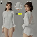 水着 レディース 女の子 体型カバー ワンピース 可愛い 袖あり 長袖 オールインワン おしゃれ かわいい バックシャン 20代 30代 40代 大人 オトナ女子 温泉 海 プール リゾート 胸パッド付き セクシー 小胸 ハイウエスト 韓国 ノンワイヤー 中学生 高校生