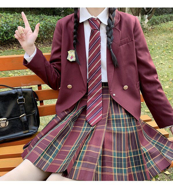 卒業式 スーツ 女の子 制服 おしゃれ 女子高生 学生服 学生制服 コスプレ コスチューム 高校生 通学 中学 学校 中学生 高校生 森ガール アニメ パーティグッズ 大きいサイズ 長袖 女子高生 入学式 卒業式 ワインレッド S M L XL 2XL itsumostore-10028547 イツモストア -itsumostore- サンプル画像3