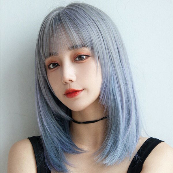 楽天イツモストア -itsumostore-ウィッグ レディース ショート フルウィッグ 長髪 ブルー ロング ストレート ロングウィッグ ぱっつん前髪 ロリータ lolita 前髪あり ハロウィン 原宿風 かつら コスプレ 可愛い コスチューム 仮装 大人用 普段使い 文化祭 イベント 学園祭 演劇 舞台 学芸会 dp049jc