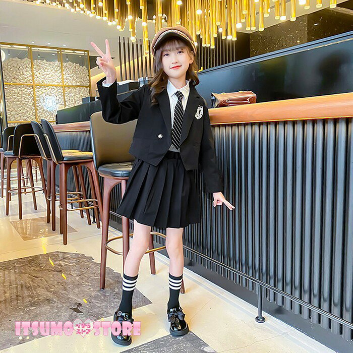 制服 女の子 入学式 卒業式 キッズ スカート ネクタイ 4点セット セット 120 130 140 150 160 170 セットアップ ジャケット ブレザー シャツ スーツ かわいい オシャレ カジュアル 無地 学生服 子供 小学生 中学生 高校生 JK ジュニア 受験 卒服 入学祝い - 2