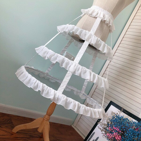 パニエ ロリータ Lolita 日常可 丈長さ 調節可 コスプレ レース 白 cosplay スカー...