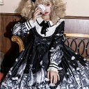 ゴシックロリータ ワンピース 黒 フリル 長袖 病みかわいい 膝丈 暗黒系 ロリータop プリンセスドレス Lolita ロリータ服 リボン コスチューム コスプレ衣装 文化祭 学園祭 イベント ロリータファション h1010lalal9 1