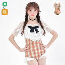 ワンピース水着 女の子 レディース チェック柄 リボン 一体型 ハイウエスト セクシー 可愛い 体型カバー 着痩せ パッド付 かわいい 女性 海水浴 温泉 韓国風 ブルー df021m3m3l9