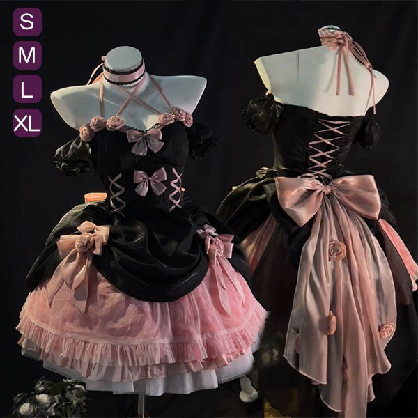 ロリータ jsk ワンピース 可愛い プリンセスドレス お姫様 Lolita ロリータ服 リボン 黒 可愛い アイドル衣装 コスチューム コスプレ衣装 文化祭 学園祭 かわいい 萌え イベント ロリータファション dn037m3m3l9