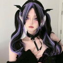 ウィッグ ロリータ 原宿風 ツートンカラー ロング ミディアム 巻き毛 ぱっつん前髪 レディース ゆめかわ コスプレウィッグ 可愛い 耐熱ウィッグ コスチューム 仮装 大人 自然 ナチュラル イベント 文化祭 普段使い ハロウィン パープル dp023m3m3l9