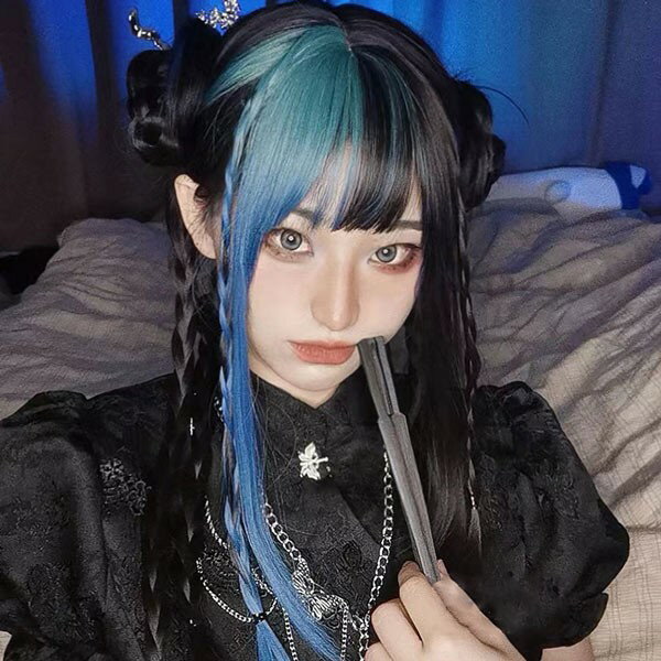 ウィッグ ロリータ 原宿風 ツートンカラー ロング ミディアム 巻き毛 ぱっつん前髪 レディース ゆめかわ コスプレウィッグ 可愛い 耐熱ウィッグ コスチューム 仮装 大人 自然 ナチュラル イベント 文化祭 普段使い ハロウィン dp024m3m3l9
