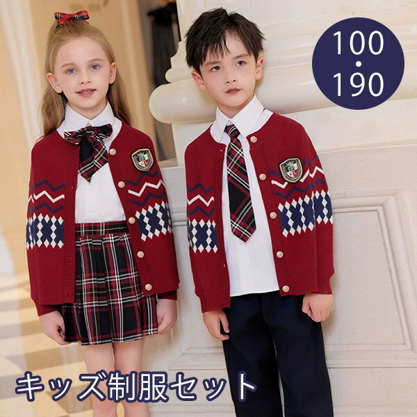 入学式 卒業式 制服 秋冬用 女の子 男の子 4点セット イギリス風 カーディガン 小学生 中学生 高校生 JK ジュニア 中学 受験 大きいサイズ ゆったりサイズ 卒服 入園祝い ギフト 卒園式 七五三 お受験 発表会 ワインレッド dg642m4