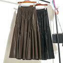 スカート レディース Aライン ボトムス 春服 フェイクレザースカート フェミニン フレア ミモレ丈 ハイウエスト ロングスカート シンプル カジュアル 秋服 冬服 大人可愛い フェイクレザー ブラウン ブラック 黒 dd268n1