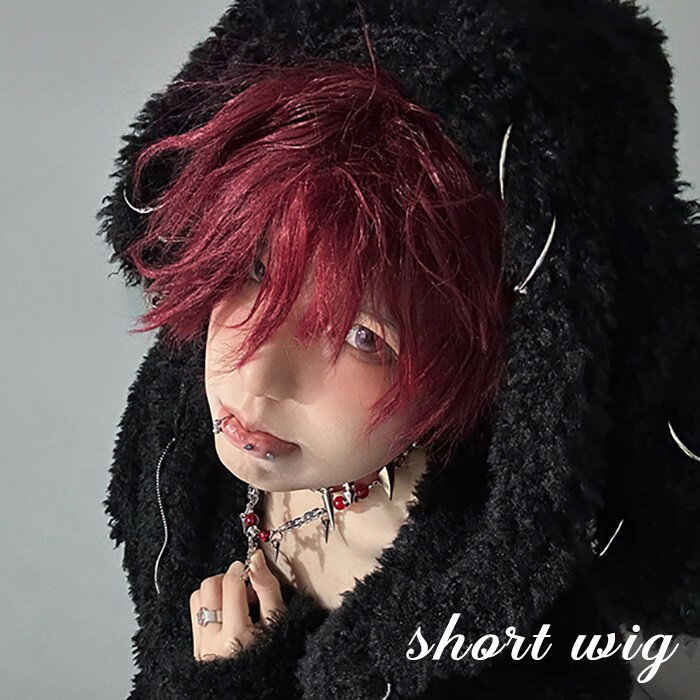 ウィッグ 男装 メンズ 短髪 赤髪 かつら 自然 フルウィッグ ショートウィッグ ショートヘア 前髪あり コスプレ おしゃれ かっこいい 可愛い ショート 耐熱ウィッグ 小顔効果抜群 コスチューム 仮装 演劇 文化祭 学園祭 ハロウィン イベント 韓国風 de160n1n1zb