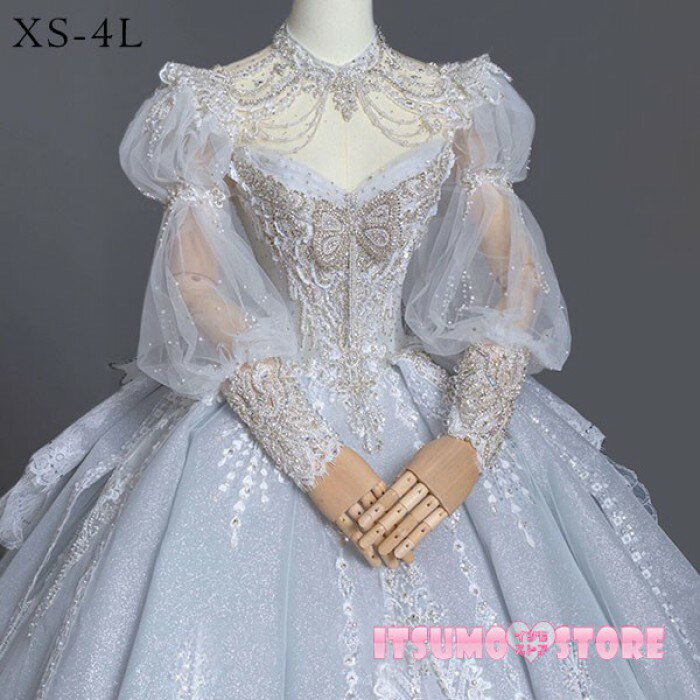 ウエディングドレス ワンピース 白 花嫁 大人 ロングドレス 大きいサイズ 小さいサイズ キラキラ パフ 結婚式 二次会 披露宴 前撮り 後撮り ロング 撮影 レディース 韓国 イブニングドレス パーティードレス dg272n1n1zb