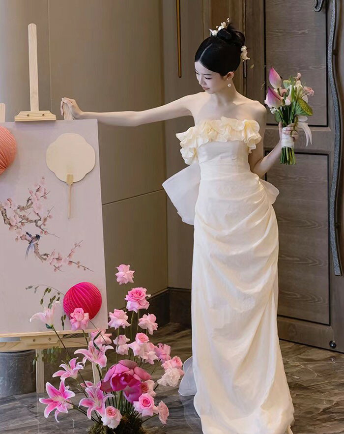 ロングドレス 演奏会 袖あり 結婚式 パーティー フォーマル ウエディング ドレス ...
