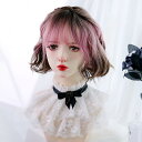 ウィッグ レディース フルウィッグ ショート グラデーション 巻き髪 ピンク ぱっつん前髪 可愛い かわいい 大人用 コスプレ ロリータ ゴスロリ コスチューム...