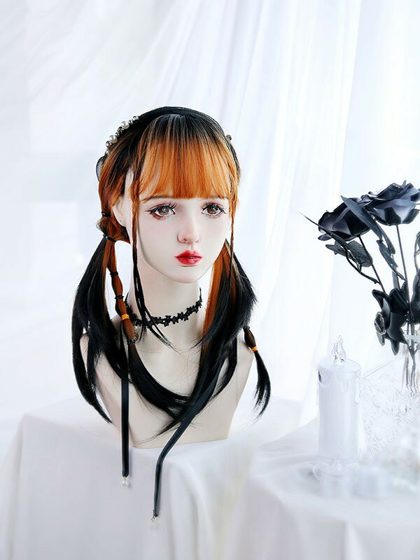 ウィッグ レディース フルウィッグ ロング グラデーション ストレート ぱっつん前髪 前髪あり 可愛い かわいい 大人用 コスプレ ロリータ ゴスロリ コスチューム 原宿風 仮装 超自然 かつら wig Lolita 小顔 文化祭 イベント 学園祭 ハロウィン dq121n1n1zr