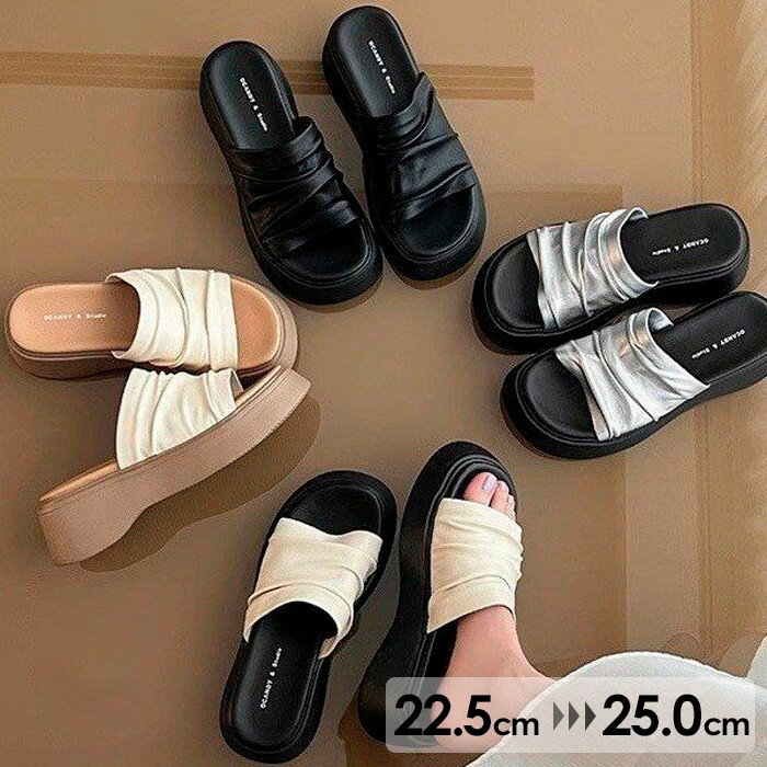 ミュール サンダル ストレッチ ヒール レディース ウエッジソール ウェッジソール オシャレ 厚底 厚底..