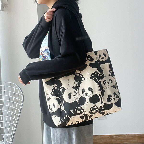 トートバッグ ショルダー パンダ柄 バッグ ハンドバッグ オールシーズン 通学 肩掛け 通勤 PANDA