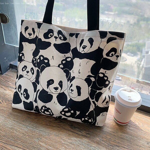 トートバッグ ショルダー パンダ柄 バッグ ハンドバッグ オールシーズン 通学 肩掛け 通勤 PANDA