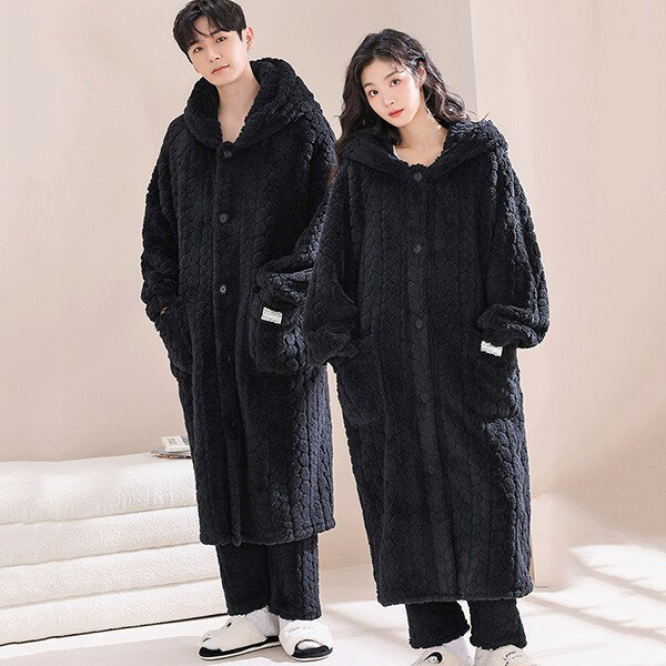 ペアパジャマ 冬 ルームウェア もこもこ ナイトガウン レディース メンズ ユニセックス パジャマ 前開き 冬 長袖 パジャマ 着る毛布 寝巻き カップル 裏起毛 メンズ パジャマ 可愛い 部屋着 お揃いペア 結婚祝い プレゼント 暖かい ギフト バレンタイン お風呂上り