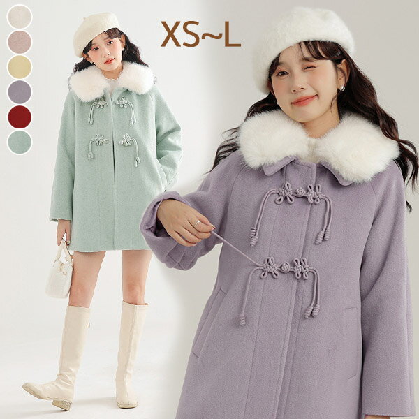 Turn-Down Collar Coat - ショートコート 可愛い ロリータ コート 冬服 ステンカラーコート レディース ジャケット お嬢さん ロリータコート ロリータアウター 袖あり 秋 冬 衣装 防寒 寒さ対策 秋冬 ベルト付き オシャレ あったか オフホワイト ベージュ グリーン レッド イエロー XS S M L