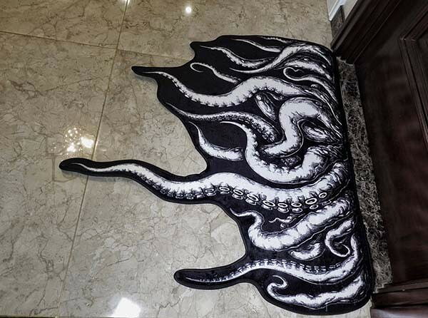 Halloween カーペット マダコ触手柄 クトゥルフ風 ゴシック風 インテリア 洗える 怖い 面白い 絨毯 ハロウィン 室内 屋内 吸水 滑り止め 防音 ドアマット 玄関マット 寝室 リビング ベッド側 新生活 おしゃれ インテリア 50cm×43cm 100cm×87cm itsumostore-10035988 イツモストア -itsumostore- サンプル画像2