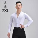 社交ダンス衣装 トップス メンズ 男性 シャツ ダンスウェア 長袖 Vネック ラテン 練習着 ワルツ セクシー チャチャチャ ルンバ レッスン着 ステージ 男性...