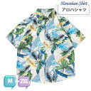 アロハシャツ シャツ ボタニカル柄 ヤシの木柄 総柄 ヴィンテージ風 メンズ レディース ペアルック 男女兼用 開襟シャツ 夏物 沖縄旅行 ハワイアン 半袖 シ...