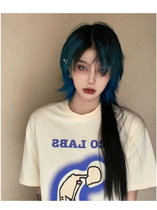 ウィッグ フルウィッグ ブルー ブラック 黒 クラゲヘア ロング 姫カット レディース ハロウィン 前髪なし ナチュラル 原宿風 かつら コスプレ かっこいい 仮装 大人用 普段使い イベント 発表会 文化祭 学園祭 学芸会 舞台 演劇 変装 小道具 dp149x1