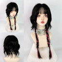 ウィッグ フルウィッグ ブラック 黒 レッドメッシュ クラゲヘア ロング 姫カット レディース ハロウィン ふんわり前髪 ナチュラル 原宿風 かつら コスプレ 可愛い 仮装 大人用 普段使い イベント 女装 発表会 文化祭 学園祭 学芸会 舞台 演劇 変装 小道具 dp153x1x1zr