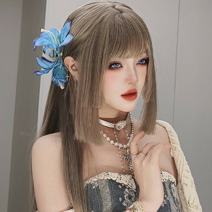 姫カット 中世の貴族風 ストレート ブラウン色 茶髪 フルウィッグ かつら 女性 長髪 ロングウィッグ ロングヘア ロリータ lolita 前髪あり 自然 可愛い wig コスプレ 耐熱ウィッグ 小顔効果 コスチューム 仮装 文化祭 学園祭 演劇 舞台 イベント 変装 女装 dp246x1x1m5
