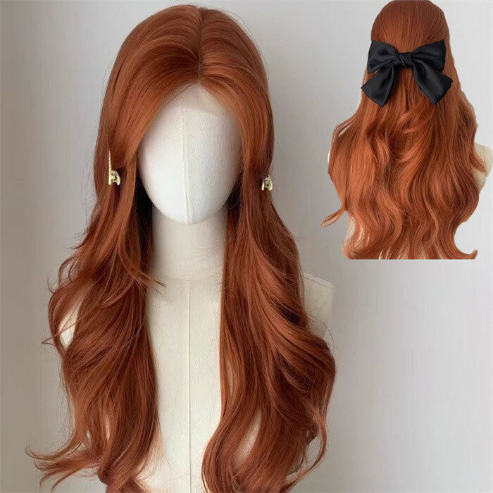ウィッグ ロング ウェーブ オレンジブラウン アプリコットブラウン 赤...(4)
