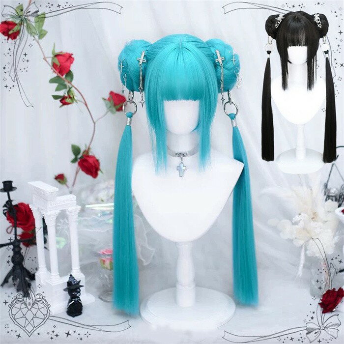 ウィッグ ツインテール 水色 ロング ゴスロリ 地雷系 ロリータ フルウィッグ レディース コスプレ 仮装 撮影 イベント 原宿系 量産型 可愛い 耐熱 かつら wig 個性派 ファッション パーティー ハロウィン 小顔効果 韓国風 dq330x1x1x8