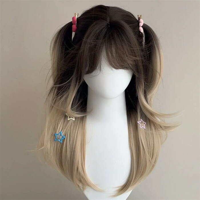 ウィッグ ロング グラデーション ブラウン ベージュ ミルクティー レディース フルウィッグ 前髪あり 自然 韓国風 小顔効果 ナチュラル 耐熱 かつら wig おしゃれ 可愛い 普段使い 原宿系 フェミニン カジュアル 撮影 コスプレ イベント パーティー dq331x1x1x8