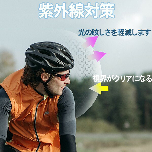 イツモストア -itsumostore-のサングラス スポーツサングラス UVカット ケース付き スポーツ メンズ レディース ゴルフ テニス 野球 サイクリング 自転車 バス釣り アウトドア 車 運転 スポーツ用 サングラス アイウェア ja007x5x5q3｜アングル2