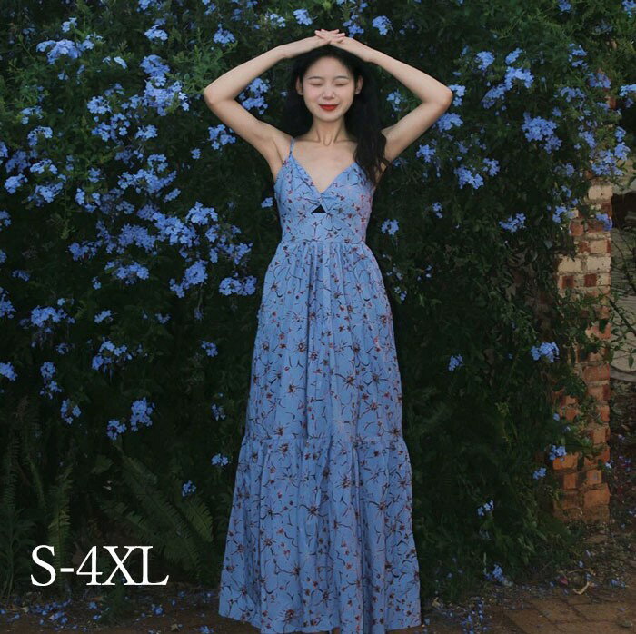 キャミドレス リゾートワンピース 沖縄 夏 レディース きれいめ 上品 ビーチ フレンチ Vネック プリント サスペンダー バックシャン Aライン ハワイ 旅行用 大人 20代 30代 40代 可愛い お洒落 花柄 シャーリング ふんわり フェミニン 薄手 裏地付きリゾートファッション