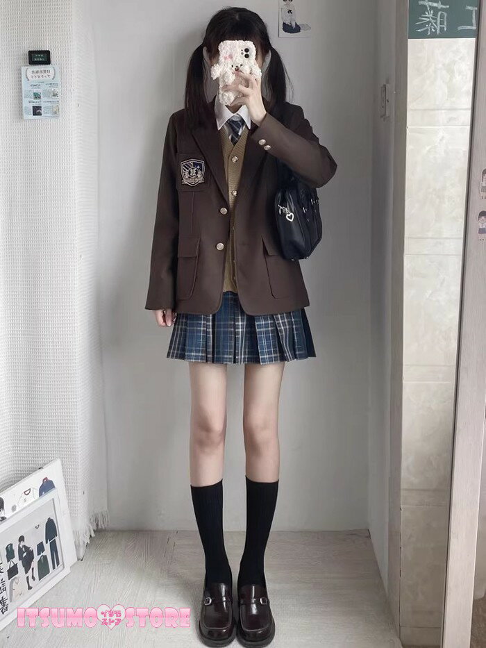 8カラー 入学式 卒業式 スーツ 女の子 おしゃれ 6点セット 制服 ブレザー 学生服 チェック柄 グレー ブラック 黒 ブラウン シャツ ジャケット レディース 長袖 プリーツスカート 高校生 女子高生 受験 結婚式 発表会 通学 コスプレ コスチューム 仮装 3