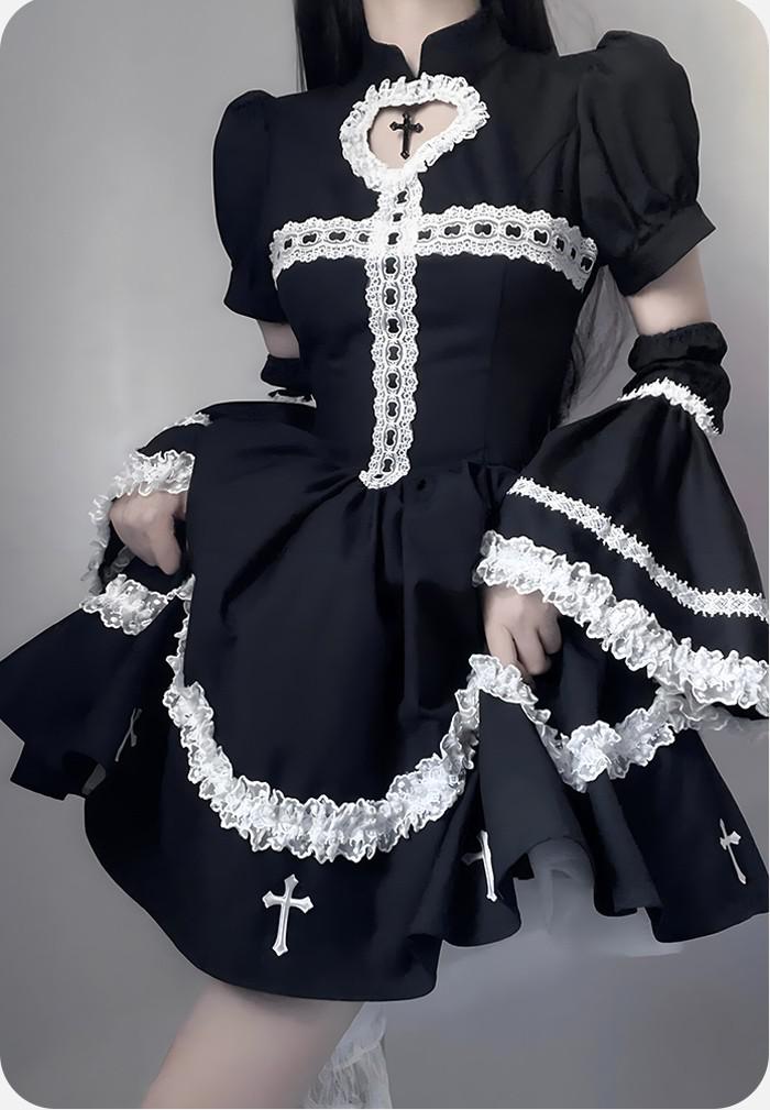 コンカフェイ：ロリータ メイド服 ワンピース Lolita 袖あり アイドル 衣装 通販 文化祭 学園祭 アイドル衣装 コスプレ衣装 ゴスロリ ゴシック コスチューム アニメ オールシーズン おすすめ 可愛い ハロウィン コスプレ 大人 クリスマス S M L XL itsumostore-10044302 イツモストア -itsumostore- サンプル画像3