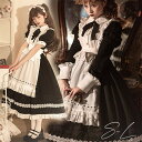 ロリータ ワンピース 黒ロリ Aライン Lolita 森ガール リボン 蝶結び メイド 女の子 コスプレ ミモレ丈 レディース コスチューム かわいい 可愛い ...